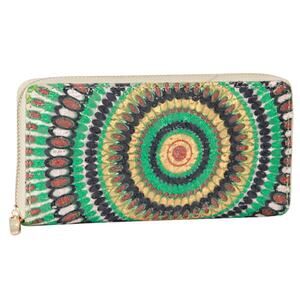 Long Peacock Patterned Wallet | Green Multi | 8' x 4" x 1"